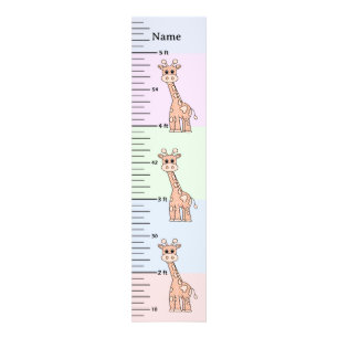 Söt Giraff Pastell Tillväxtdiagram Lägg till Barne Fototryck