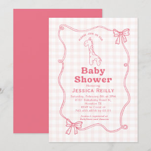 Söt Giraff Rutig Båge Elegant Baby Shower  Inbjudningar