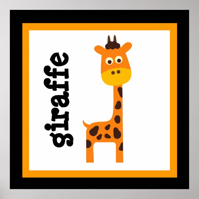 Söt Giraff Safari Djur Baby Barn Poster (Framsidan)