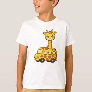 Söt Giraff Skolbuss - Kawaii Tillbaka Till Skolan T Shirt