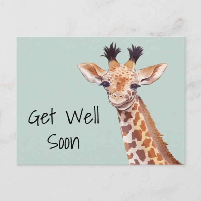 Söt Giraff Snart Bättre Personlig  Vykort (Framsida)