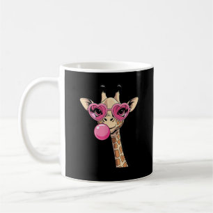Söt Giraff som Blåser Rosa Tuggummi Solglasögon Kaffemugg