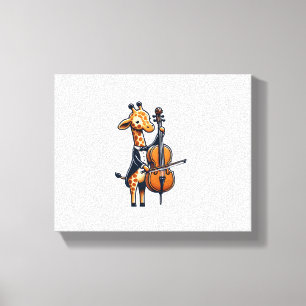 Söt Giraff som spelar cello Giraffer Musiker Musik Canvastryck