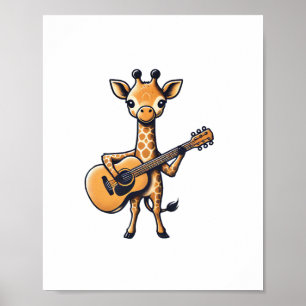 Söt Giraff som spelar gitarr Giraffer Musiker Musi Poster