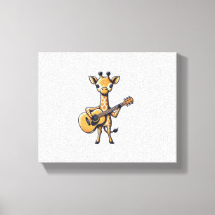 Söt Giraff Spelar Gitarr Giraffer Musiker Musi Canvastryck