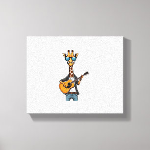 Söt Giraff Spelar Gitarr Giraffer Musiker Musi Canvastryck