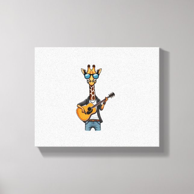Söt Giraff Spelar Gitarr Giraffer Musiker Musi Canvastryck (Framsida)