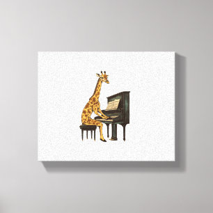 Söt Giraff Spelar Piano Giraffer Musiker Musik Canvastryck