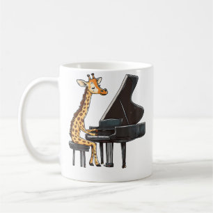 Söt Giraff Spelar Piano Giraffer Musiker Musik Kaffemugg