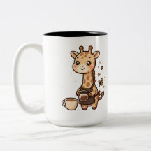 Söt Giraff Tvåtons Kaffemugg
