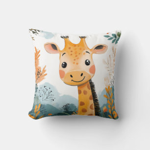 Söt Giraff Vattenfärg Barn Illustration Barnkammar Kudde