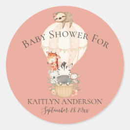 Söt Giraff Zebra Varm Luftballong Babyflicka Runt Klistermärke