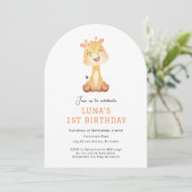 Söt Giraffbåge 1-års inbjudan