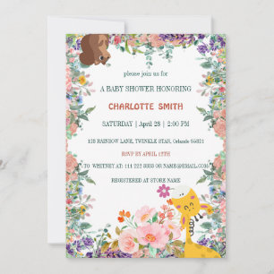 Söt giraffblomma gradient flora baby shower inbjudningar