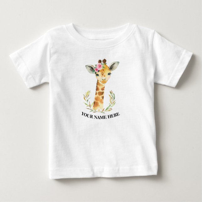 Söt Giraffdjur 1:a första flicka födelsedag boho T Shirt (Framsida)