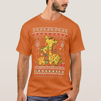 Söt Giraffe älskare Julafton Ljus ful Julafton mön T Shirt