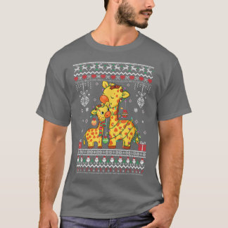 Söt Giraffe älskare Julafton Ljus ful Julafton mön T Shirt