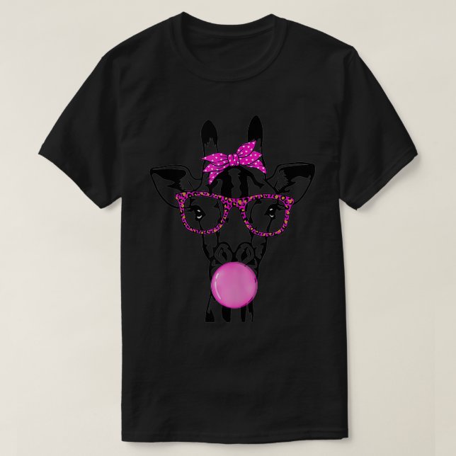 Söt giraffe med bubbelgum ana-glas t shirt (Design framsida)