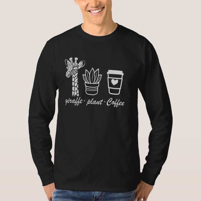 Söt Giraffe Plant Coffee T Shirt (Framsida)
