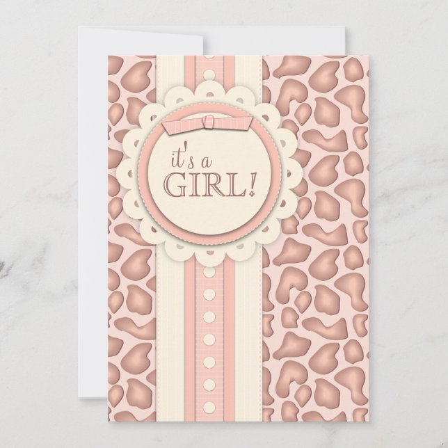Söt Giraffe Skrapbook Baby Shower Inbjudan| Rosa Inbjudningar (Framsida)