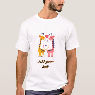 Söt Giraffpar Personlig Skräddarsydd T-Shirt -