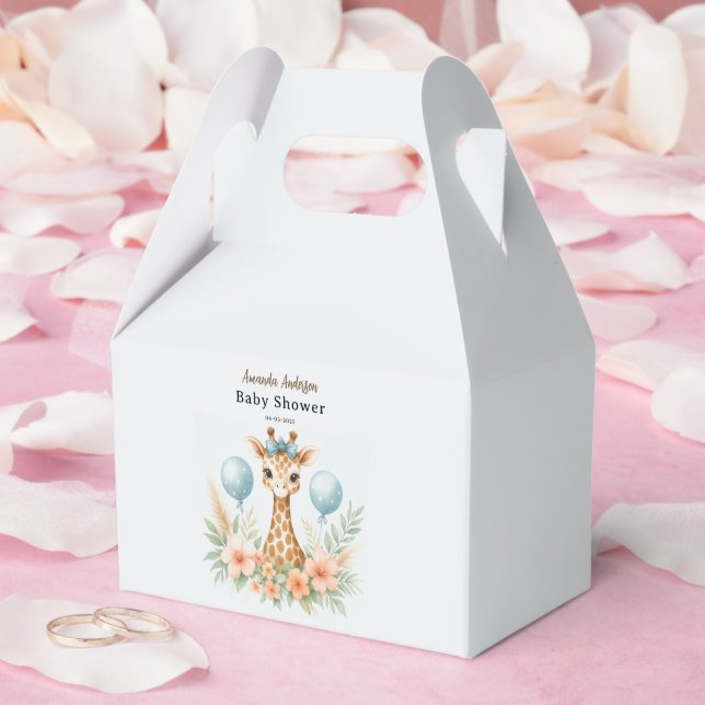 Söt Giraffpojke Baby Shower | Blå Safari Presentaskar (Bröllop)