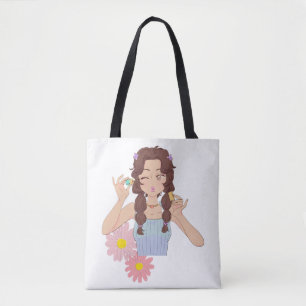 Söt Girl Aestthetic Cute Makeup-illustration Tygkasse