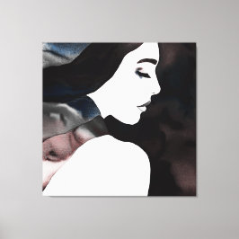 Söt Girl Girl in a Scarf Canvastryck