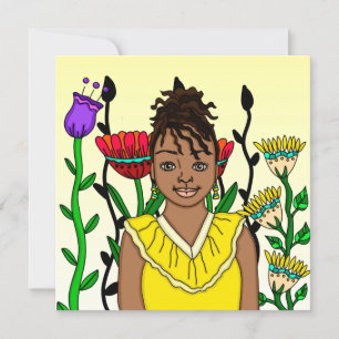 Söt Girl Girl of Färg med Blommigt Background