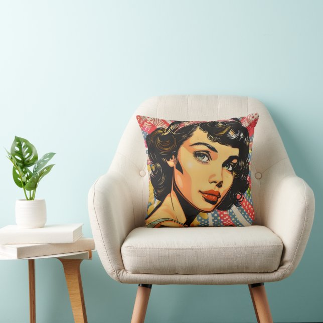 Söt Girl Girl Pop Art Kudde (Stol)
