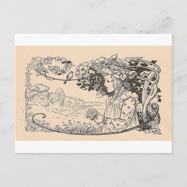 Söt Girl Girl Vykort (Framsida)