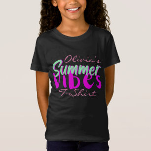 Söt Girl Girl's Text Summer Vibes T Shirt