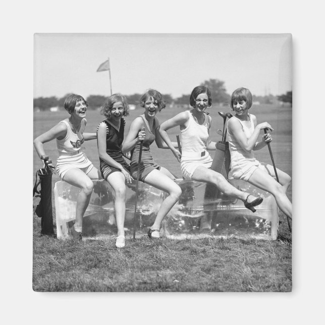 Söt Girl Golfers, 1920-talet Magnet (Framsidan)
