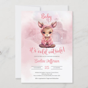 Söt Girl hjort Baby Shower Inbjudningar