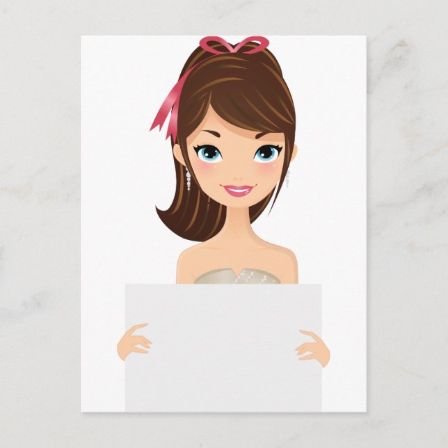 Söt Girl Holdingskylt Vykort (Framsida)