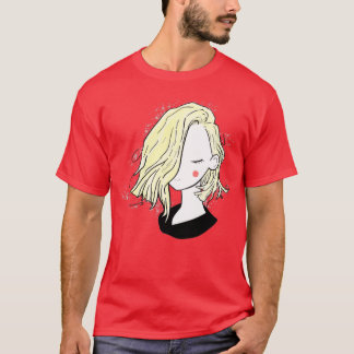 Söt Girl kort hårstiyles fullt blonde T Shirt