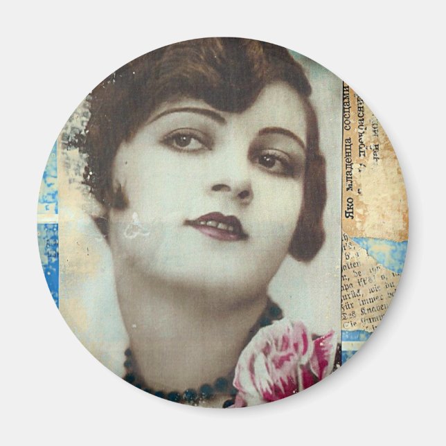Söt Girl Paint Chip Collage Magnet (Framsidan)