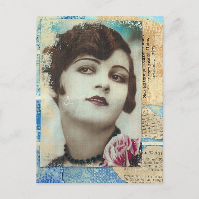 Söt Girl Paint Chip Collage Vykort (Framsida)