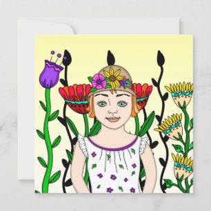 Söt Girl with Blommigt Background