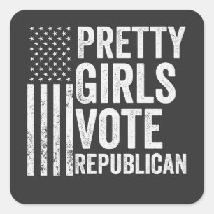 Söt Girls for Republicans Val 2024 Fyrkantigt Klistermärke