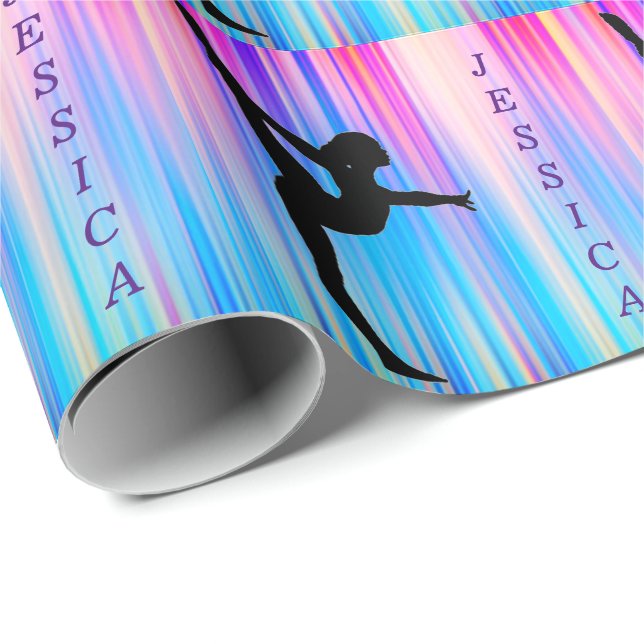 Söt Girls Gymnastics Colorful Wrapping Papper Presentpapper (Rullad Hörn)
