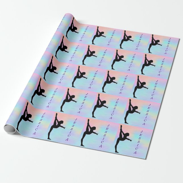Söt Girls Gymnastics Pastel Wrapping Papper Presentpapper (Utrullad)