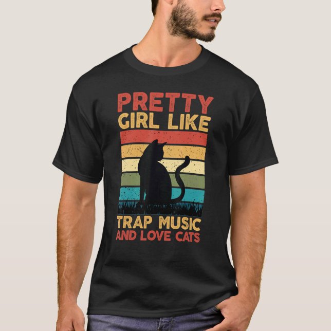 Söt Girls som svällmusik och Kärlek Cats T Shirt (Framsida)