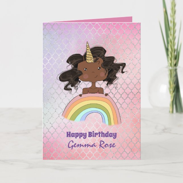 Söt Girly Black Girl Birthday - Många teman Kort (Framsida)