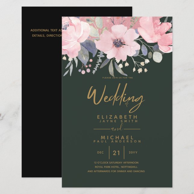 Söt Girly Budget Rosegold  Rosa Blommigt A9 (Fram/baksida)