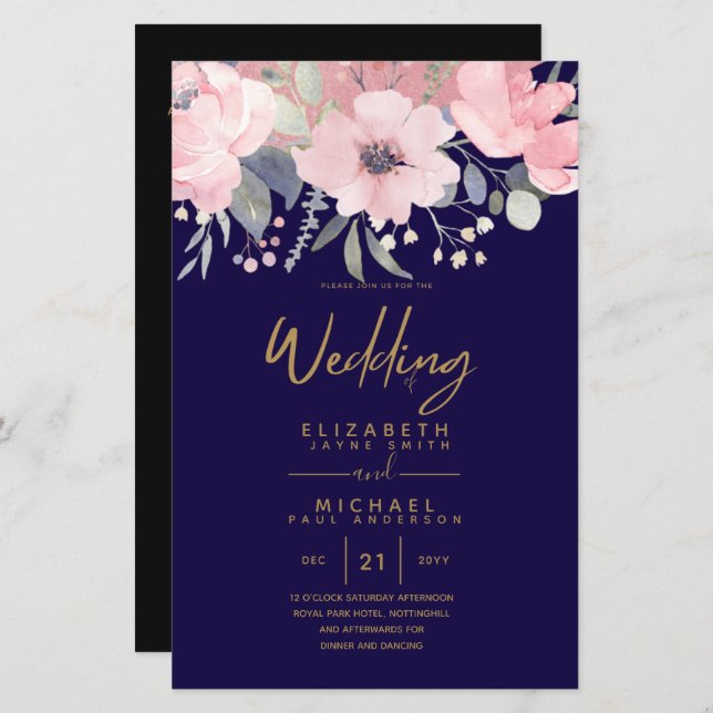 Söt Girly Budget Rosegold  Rosa Blommigt A9 (Fram/baksida)