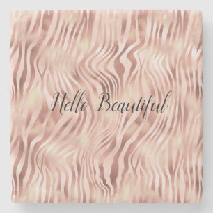 Söt Girly Glam Rosa Peach Ro Zebra tryck Stenunderlägg