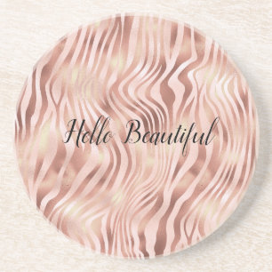 Söt Girly Glam Rosa Peach Ro Zebra tryck      Underlägg