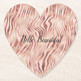 Söt Girly Glam Rosa Peach Ro Zebra tryck      Underlägg Papper