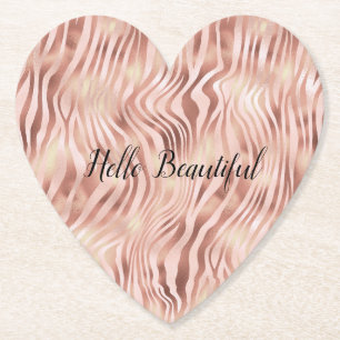 Söt Girly Glam Rosa Peach Ro Zebra tryck      Underlägg Papper